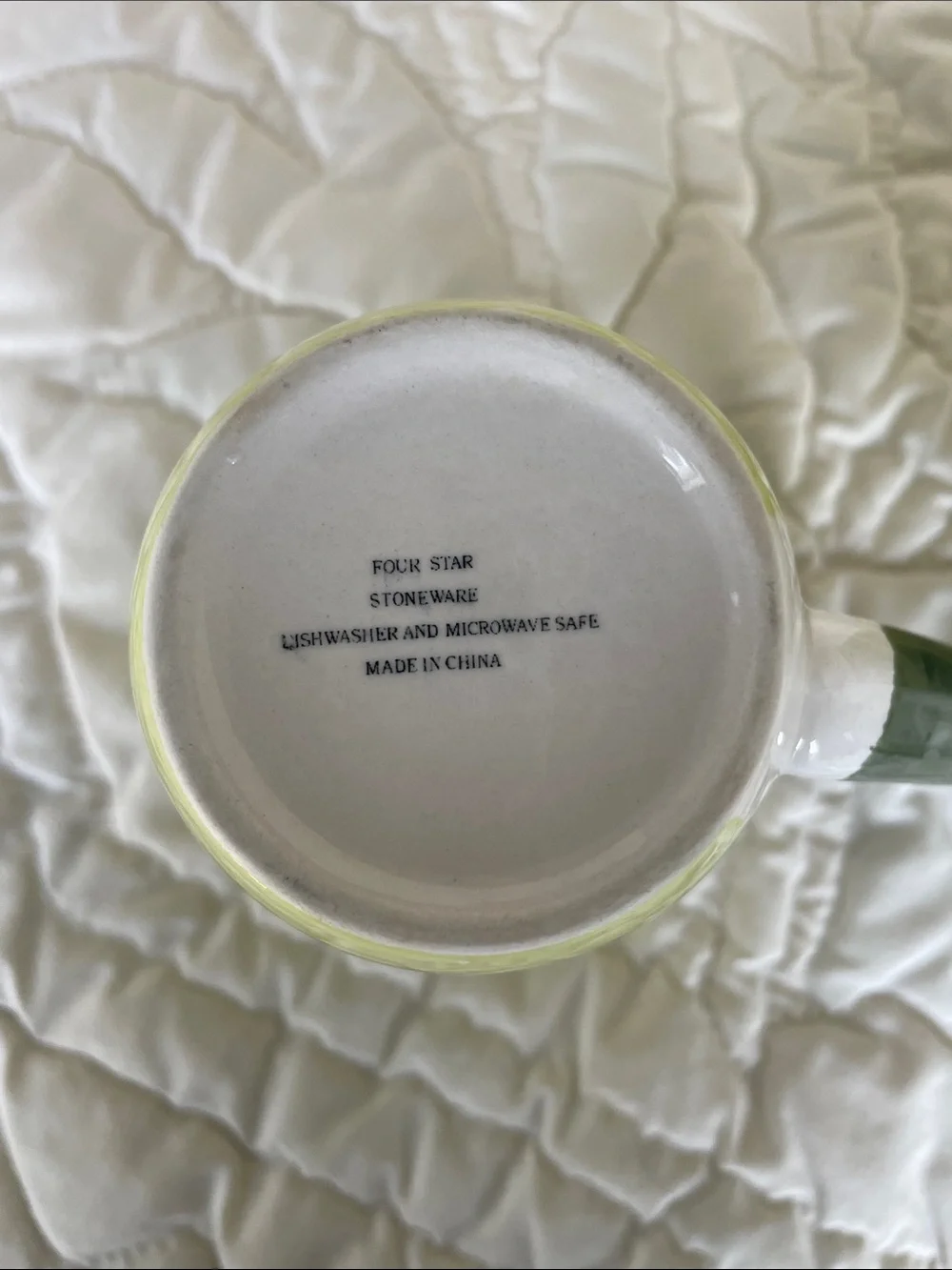 Green Striped Ceramic Coffee Mugs - Set of 2